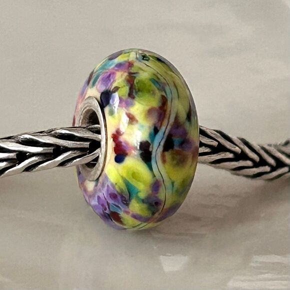 TROLLBEADS Authentic Troll Stone LAA 925S Purple Green Pink Blue Mosaic Confetti - Picture 7 of 11
